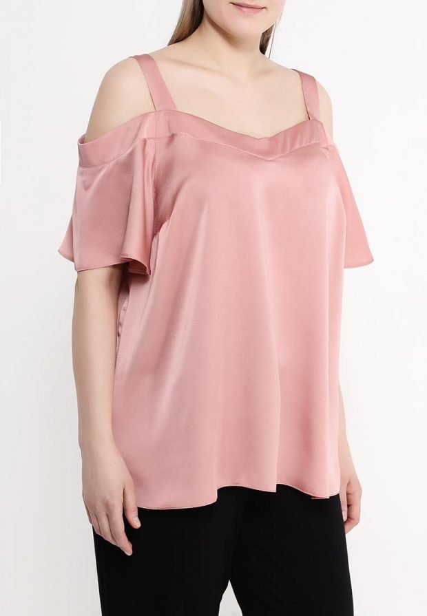 блузка для полных розовая