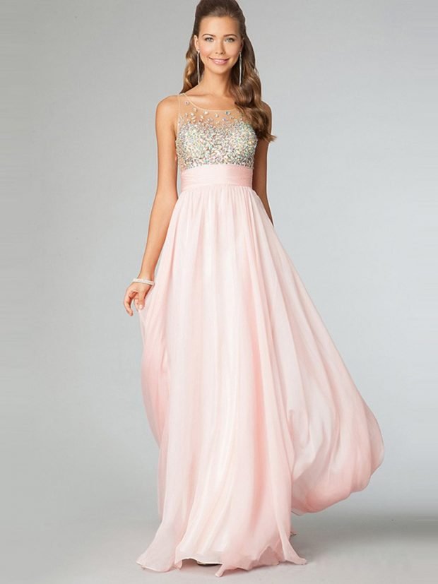 длинное выпускное платье розовое