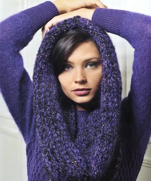 шарф снуд фиолетовый