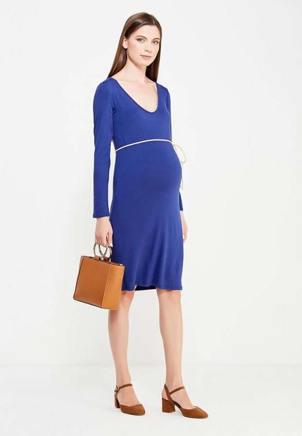 модное синее платье для беременных