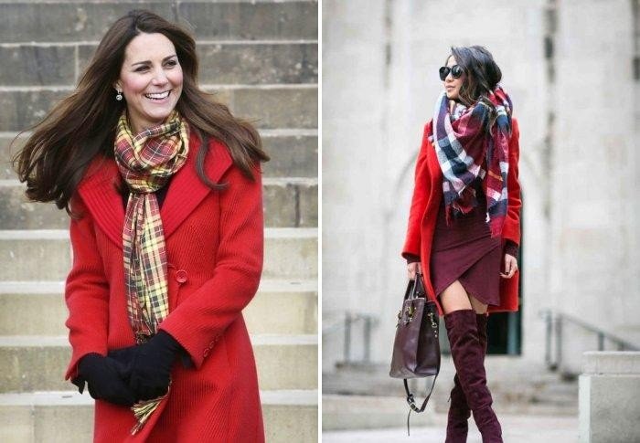 Шарф с пальто 2024. Красное пальто и шарф. Красное пальто с платком. Шарф к красному пальто. Платок под красное пальто.
