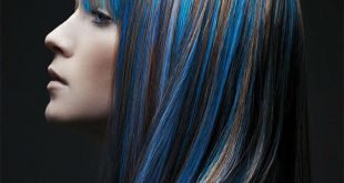 мелирование на средние волосы синее