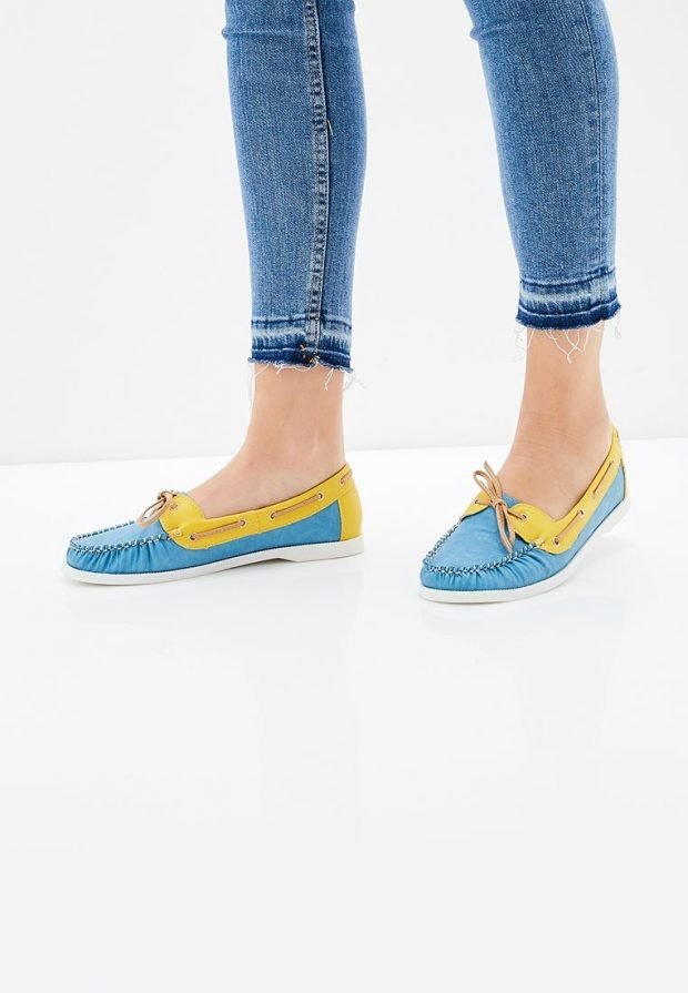 Модная обувь весна лето 2026: двухцветные топсайдеры